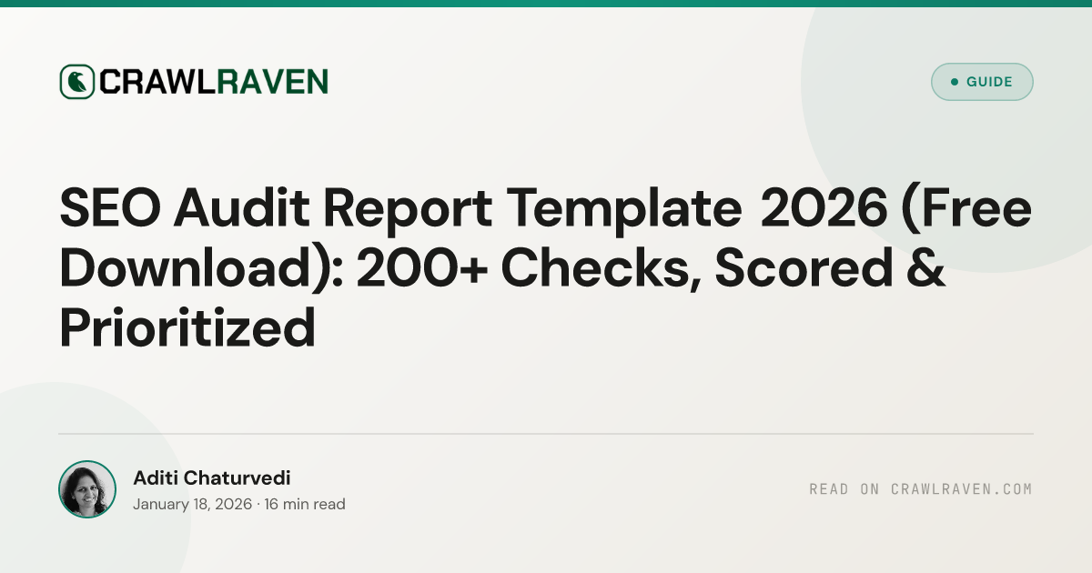 SEO Audit Report Template (Free Download) — 200+ Checks, Scored ...