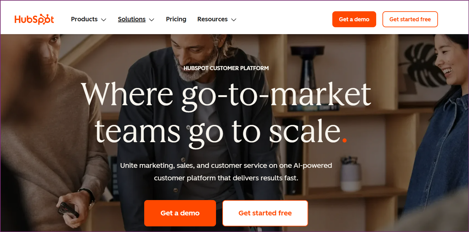 HubSpot AEO Grader showing free AI search brand assessment results